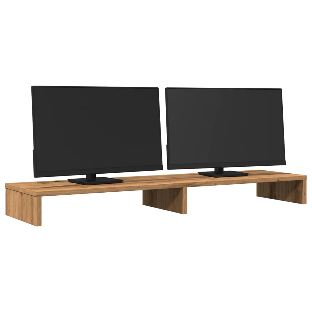 VidaXL Monitorständer 100 x 27 x 10 cm, handgefertigtes Holz, handgefertigte Eiche