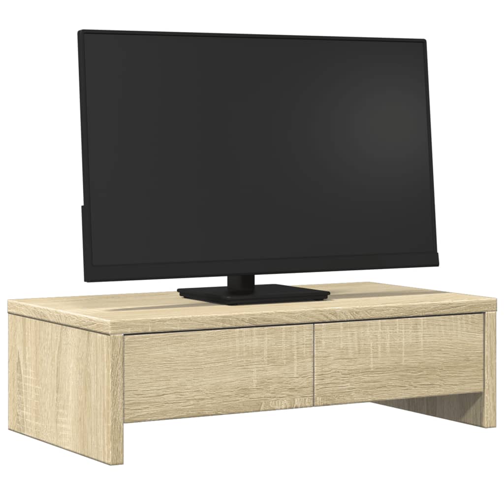 Support de moniteur Vidaxl avec tiroirs 50x27x15 cm en bois sonoma chêne couleur