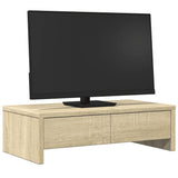 Support de moniteur Vidaxl avec tiroirs 50x27x15 cm en bois sonoma chêne couleur