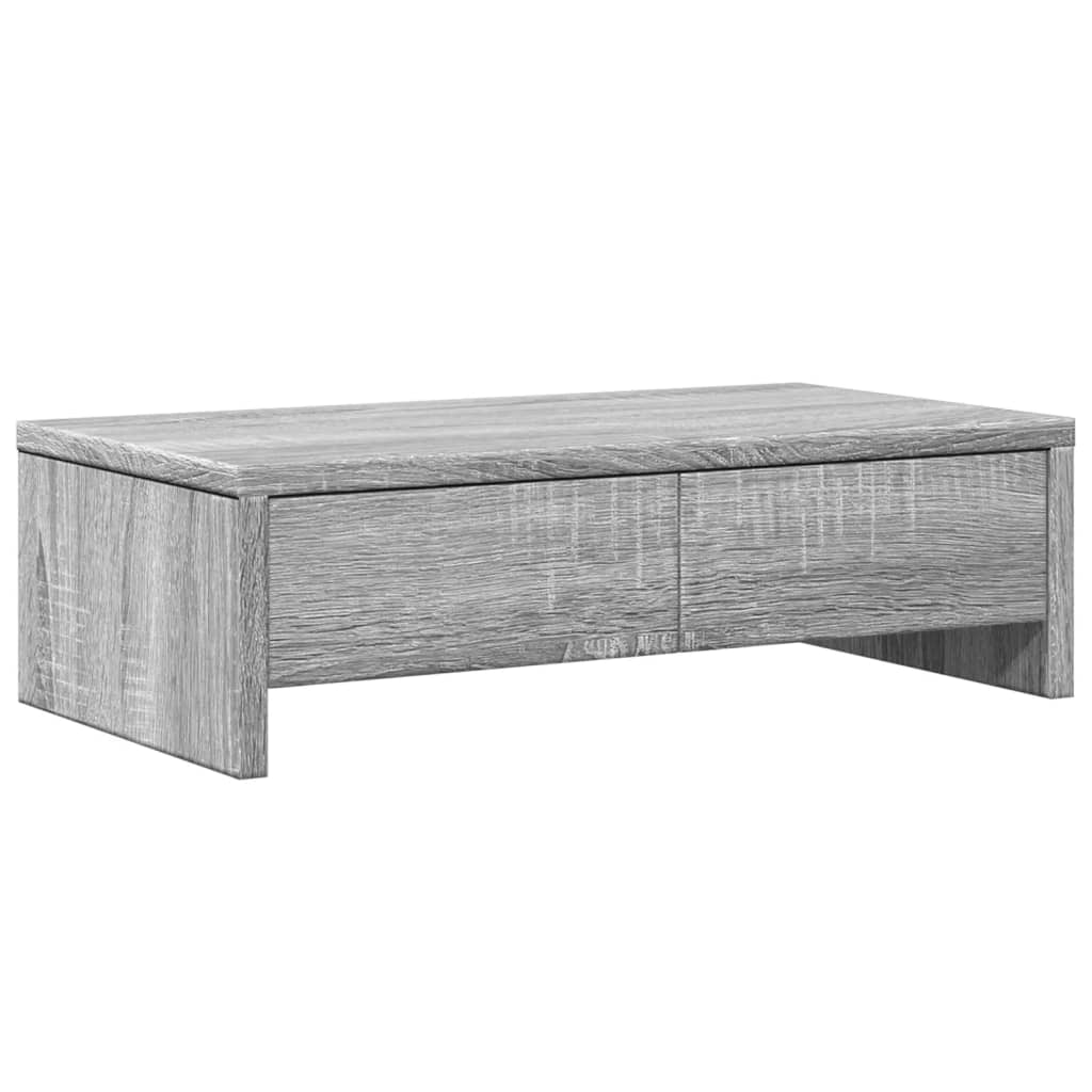 Support de moniteur Vidaxl avec tiroirs 50x27x15 cm en bois gris sonoma chêne