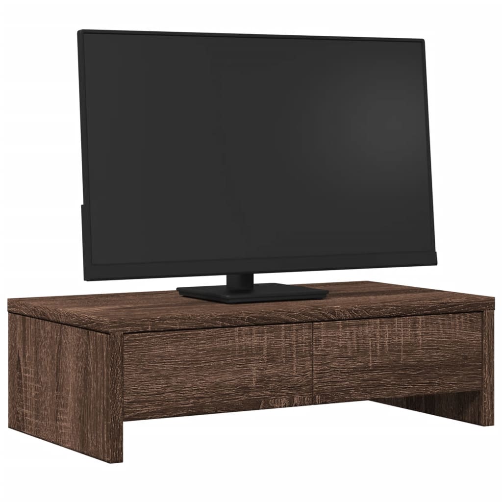 Support de moniteur Vidaxl avec tiroirs 50x27x15 cm en bois brun chêne coloré