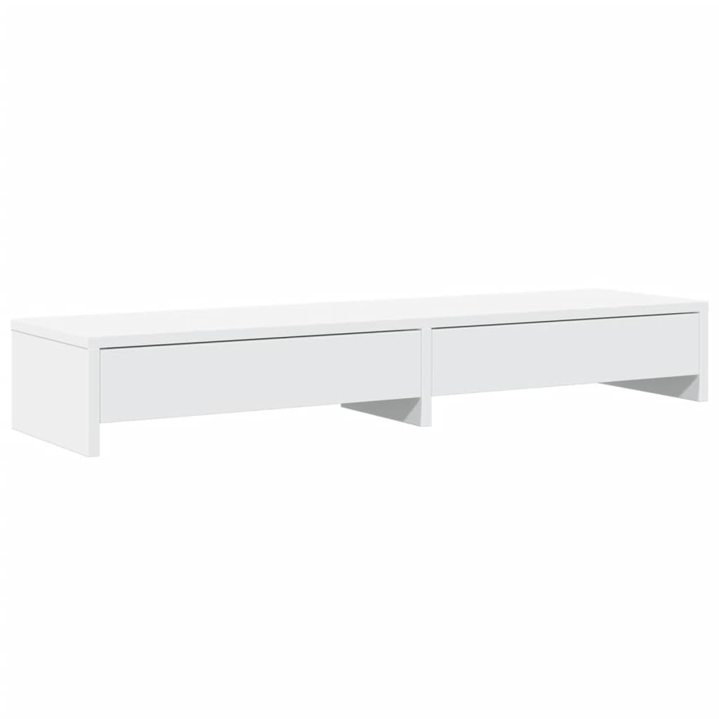 Vidaxxl Monitorständer mit Schubladen 100x27x15 cm, Holzwerkstoff weiß
