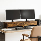 Support de moniteur Vidaxl avec tiroirs 100x27x15 cm Couleur de chêne fumé en bois