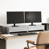 Vidaxxl Monitorständer mit Schubladen 100x27x15 cm Holzgrau Sonoma Eiche