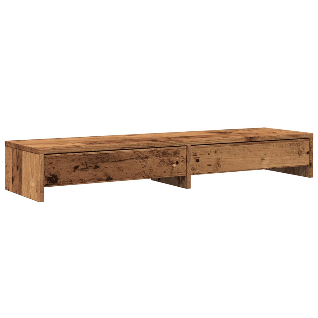 Support de moniteur Vidaxl avec tiroirs 100x27x15 cm Bois Old Wood coloré