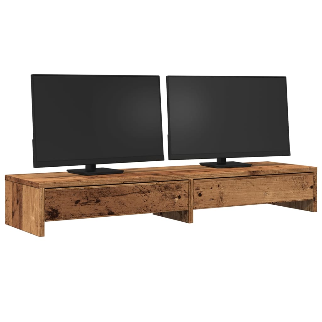 Support de moniteur Vidaxl avec tiroirs 100x27x15 cm Bois Old Wood coloré