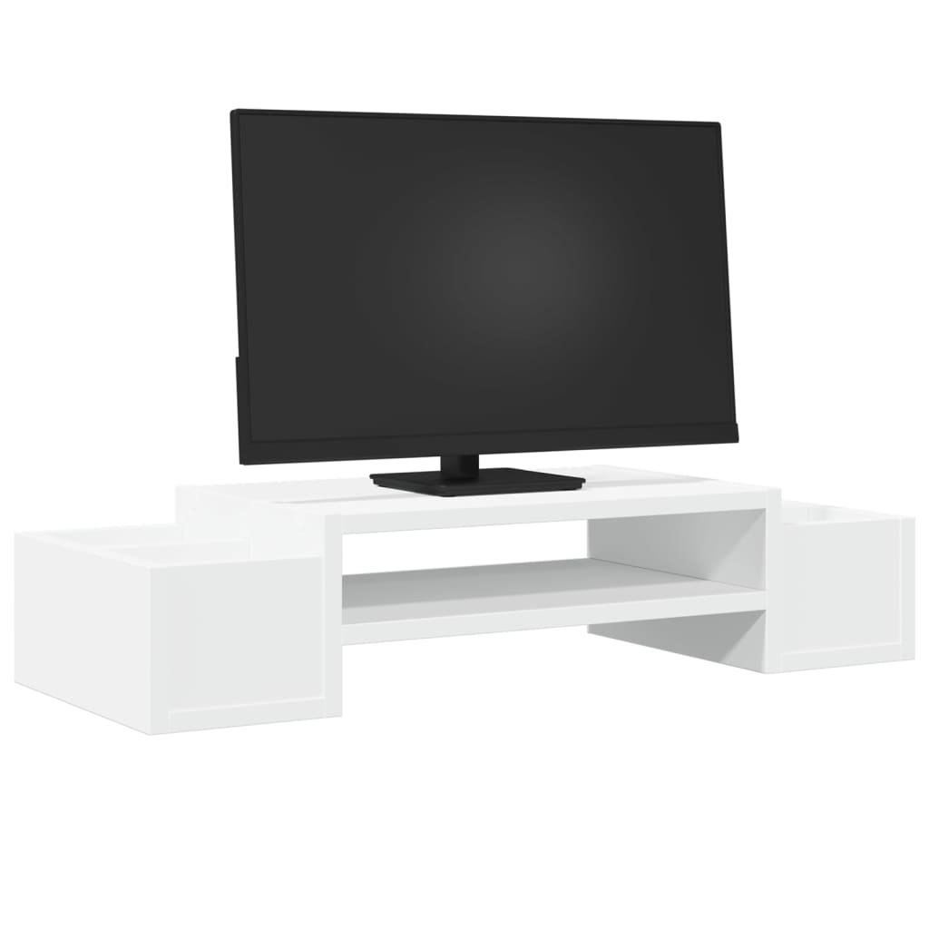 Vidaxl Monitor Stand med lagringsutrymme 70x27x15 cm bearbetat trävitt