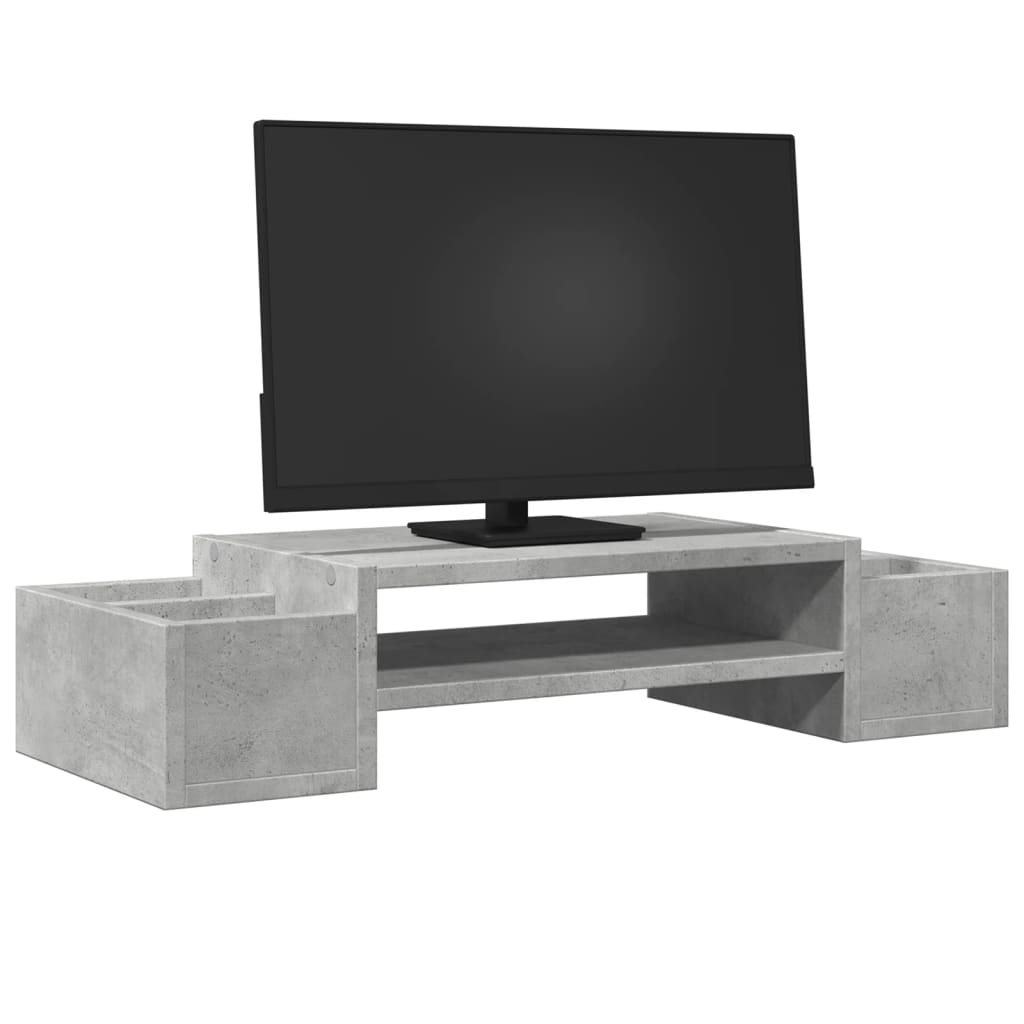 Vidaxxl Monitorständer mit Stauraum 70x27x15 cm Holz Betongrau