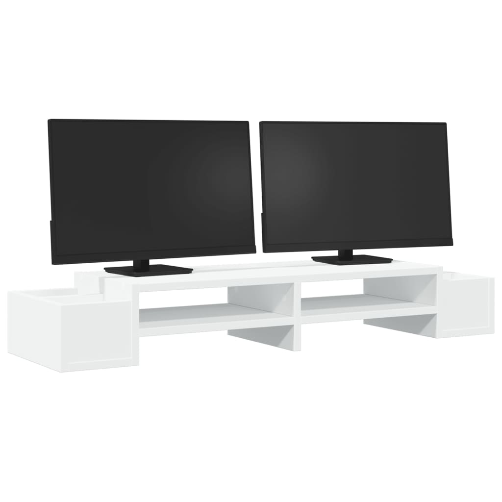 Vidaxxl Monitorständer mit Stauraum 100x27x15 cm Holzwerkstoff weiß