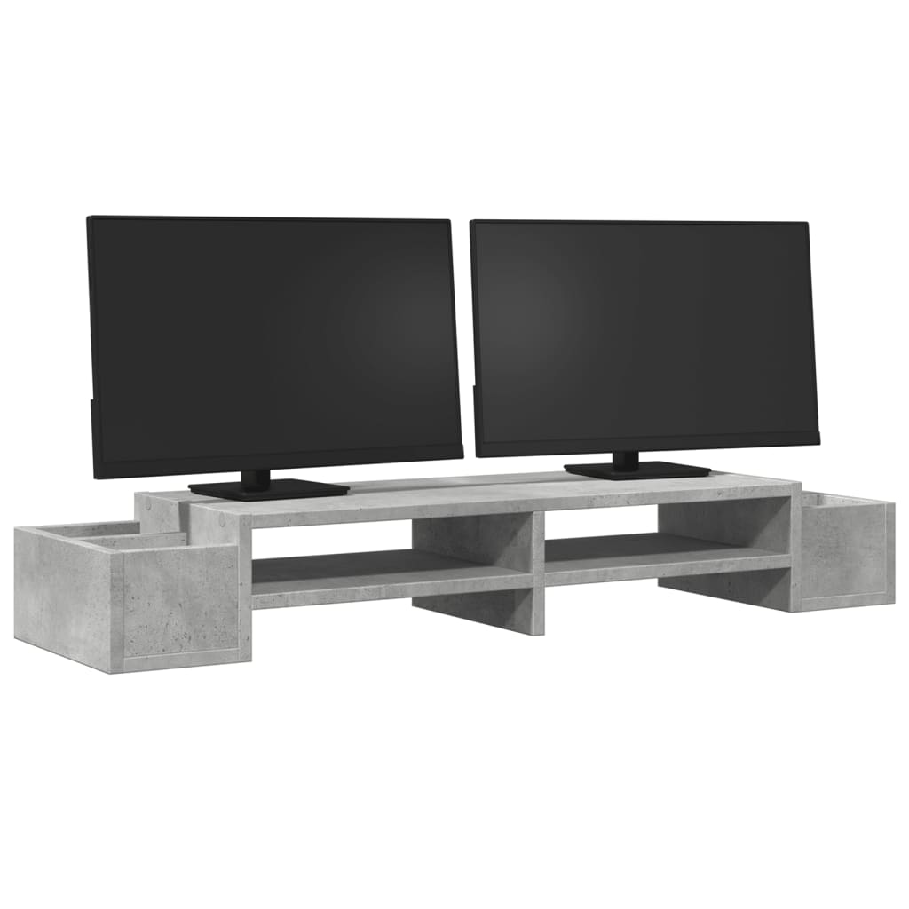 Vidaxxl Monitorständer mit Stauraum 100x27x15 cm Holz Betongrau