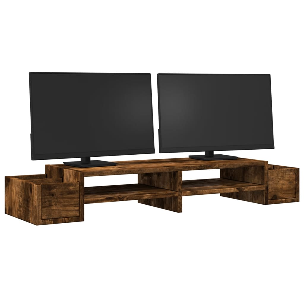 VidaXL monitor stand with storage 100x27x15 cm wood smoked oak