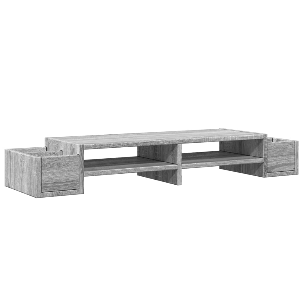 Vidaxl Monitor Stand Storage Space 100x27x15 cm Wood Grey Sonoma