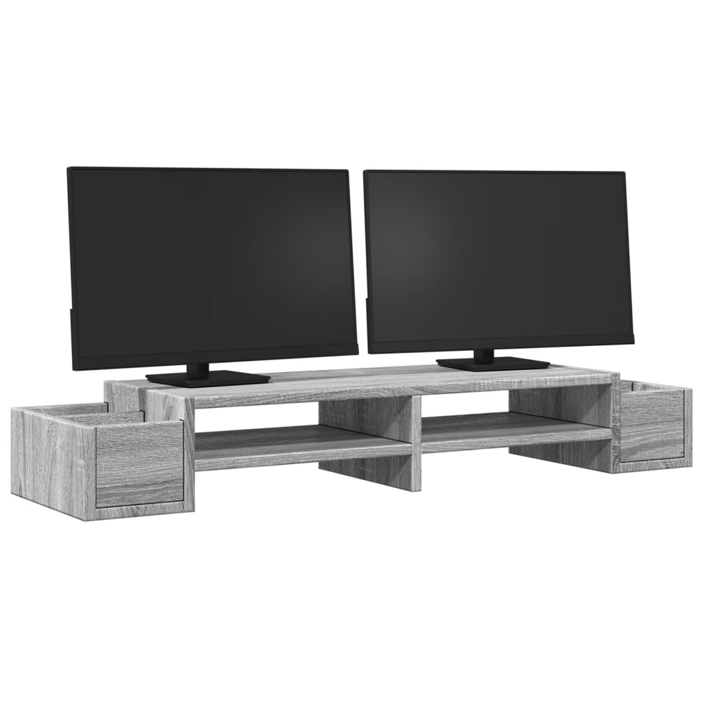 Vidaxl Monitor Stand Storage Rum 100x27x15 cm Wood Grey Sonoma