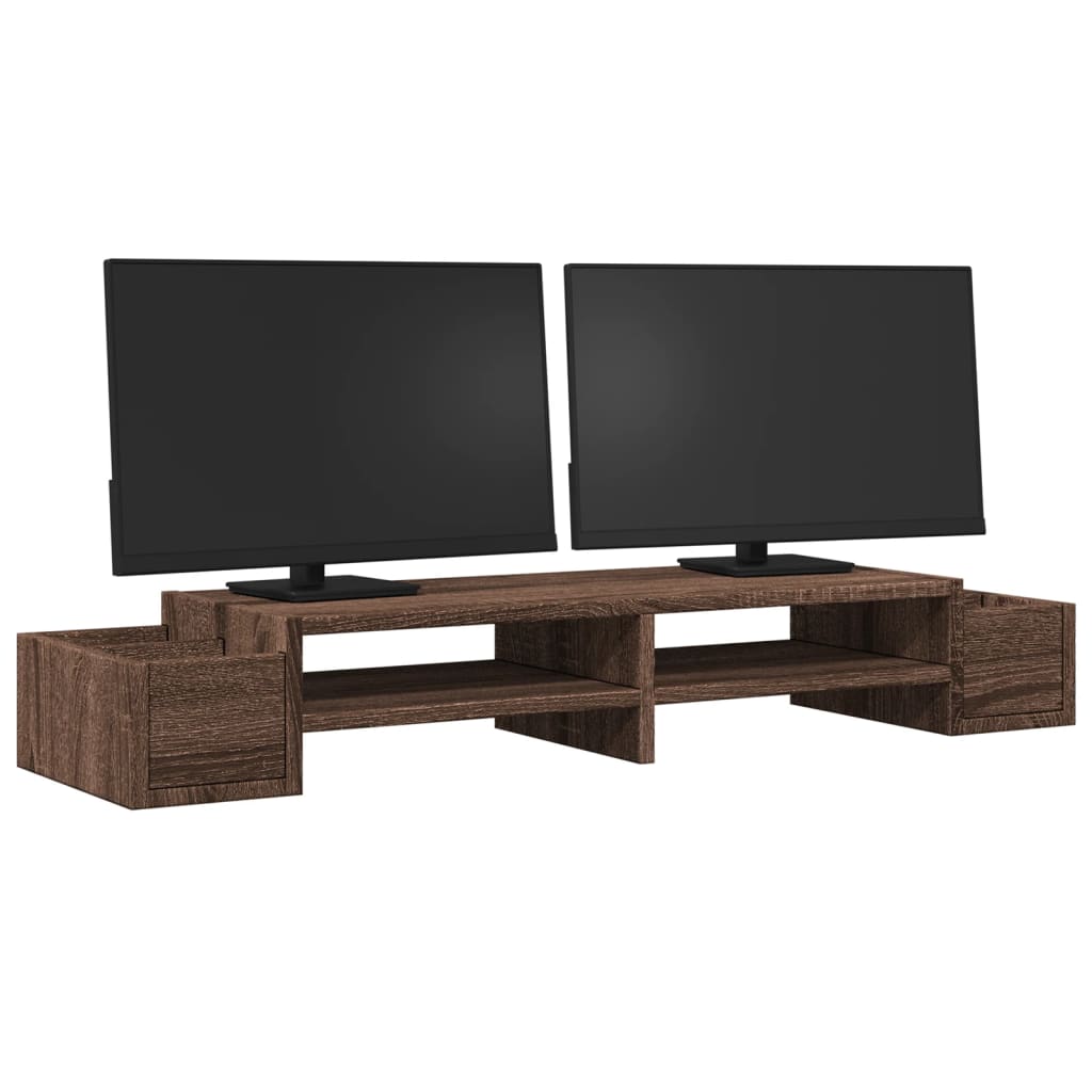 Vidaxxl Monitorständer mit Stauraum 100x27x15 cm Holz braune Eiche