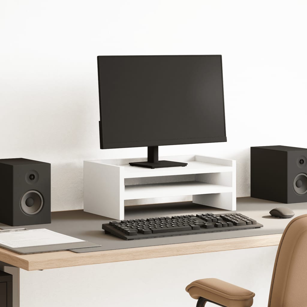 Vidaxxl Monitorständer 42x24x16 cm, Holzwerkstoff weiß