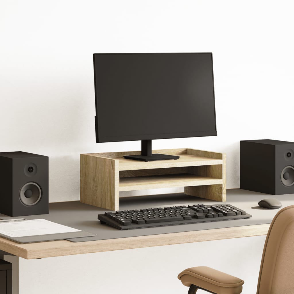 Vidaxxl Monitorständer 42x24x16 cm, fertiges Holz Sonoma-Eiche-farbig