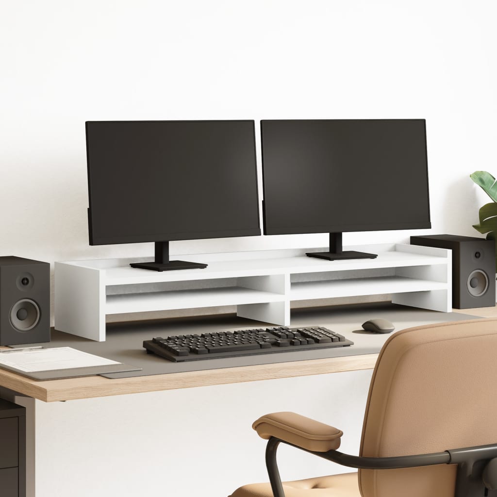 VidaXL Monitorständer 100x24x16 cm Holzwerkstoff weiß