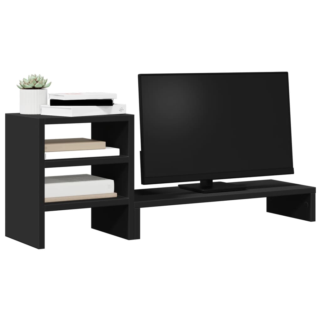 Vidaxxl-Monitorständer mit Schreibtisch-Organizer, lackiertes Holz, schwarz