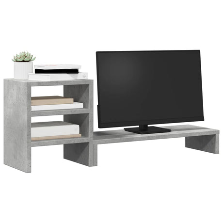 Vidaxxl-Monitorständer mit Schreibtisch-Organizer, lackiertes Holz, Betongrau