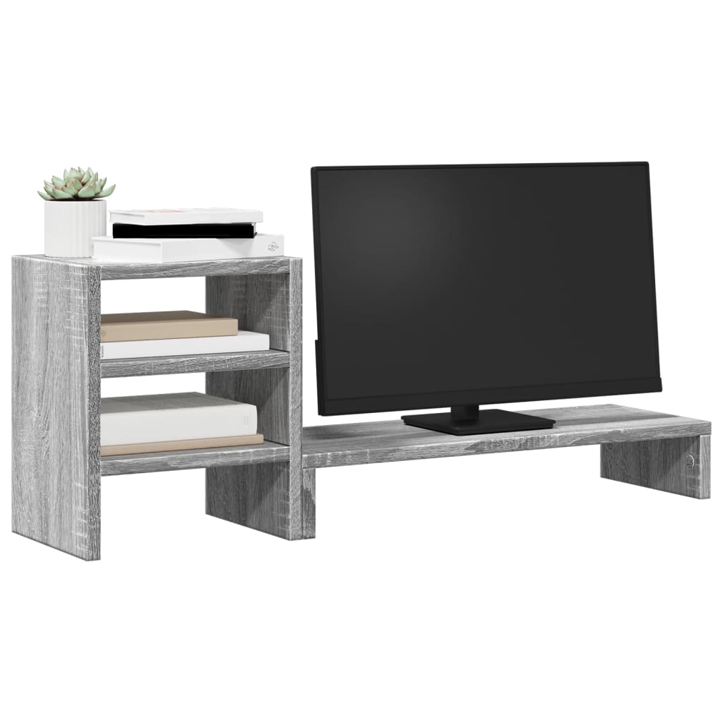 Vidaxl Monitor-Stand mit Schreibtisch-Organizer verarbeiteten Holzgrau Sonoma