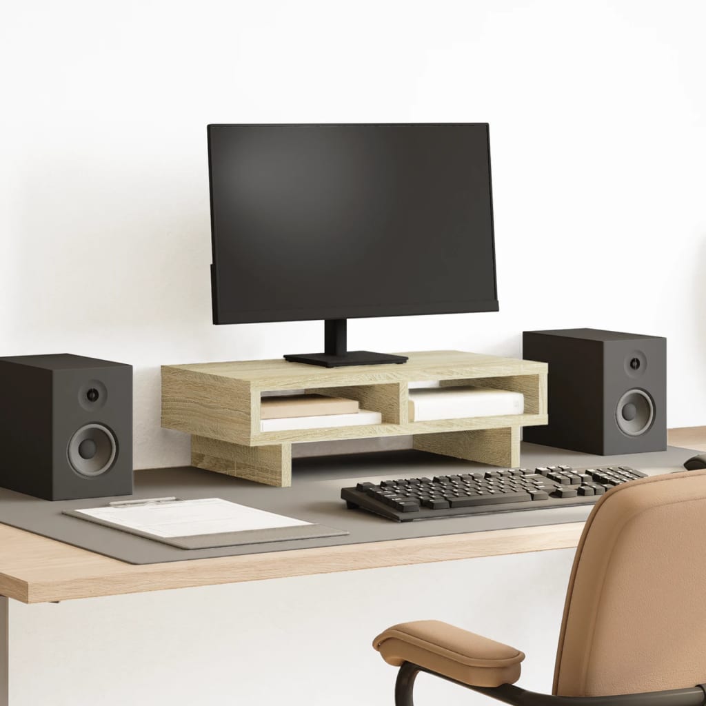 Vidaxxl Monitorständer 50x27x15 cm, Holzwerkstoff Sonoma-Eiche-farbig