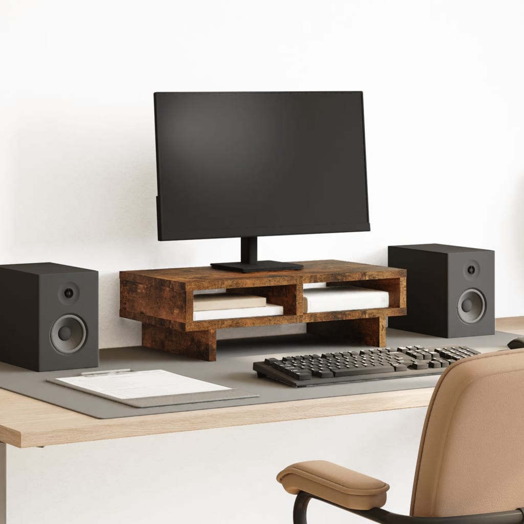 Vidaxxl Monitorständer 50x27x15 cm verarbeitetes Holz, geräucherte Eiche