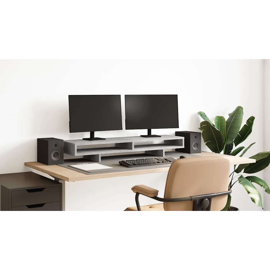 Vidaxxl Monitorständer 100x27x15 cm, Holzwerkstoff, Betongrau