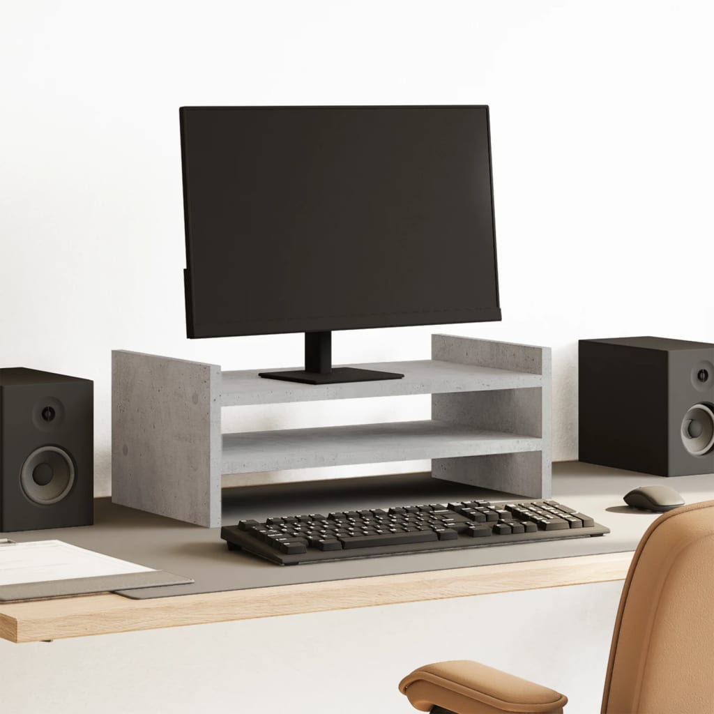 Vidaxxl Monitorständer 50x27x20 cm Holzwerkstoff Betongrau
