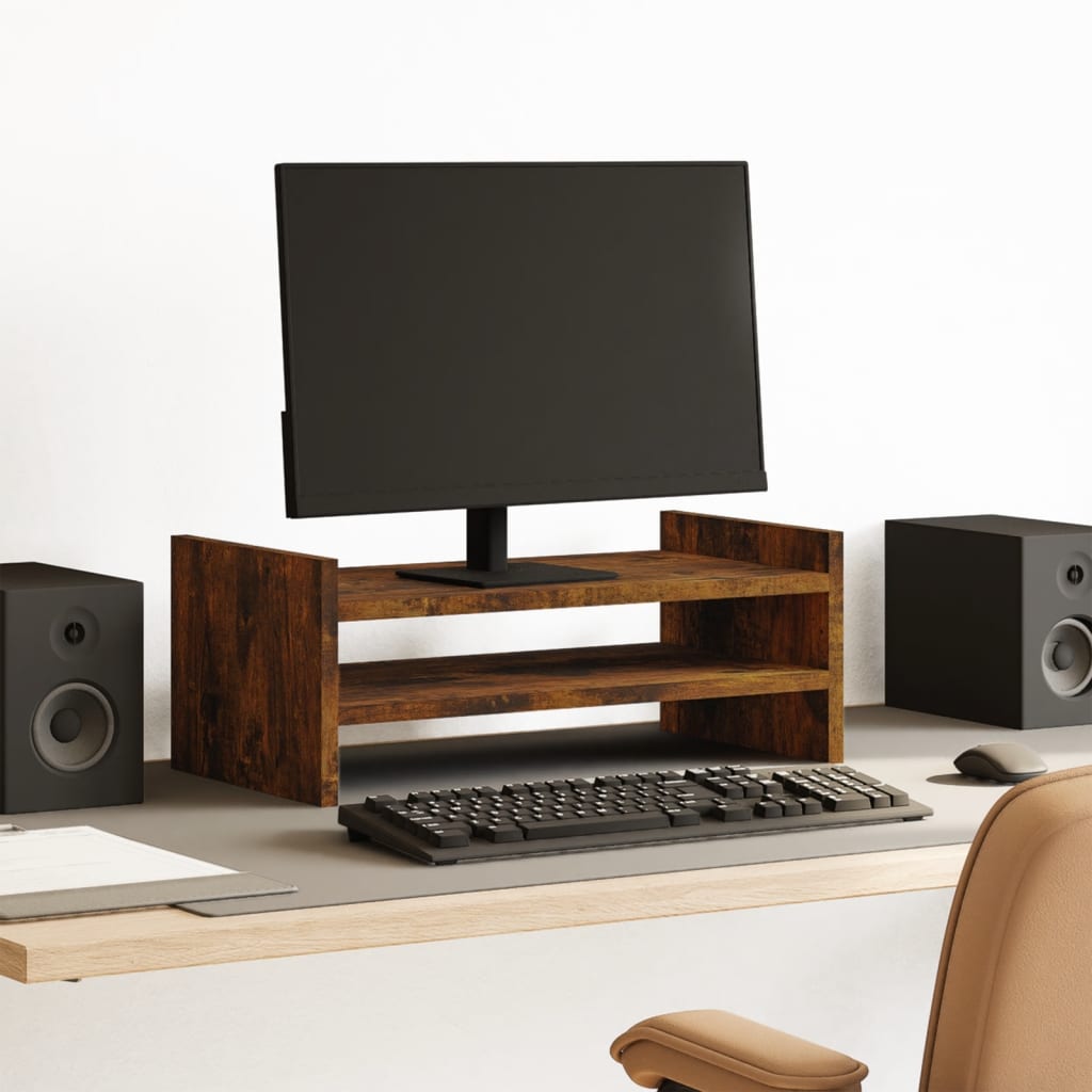 VidaXL Monitorständer 50x27x20 cm verarbeitetes Holz, geräucherte Eiche