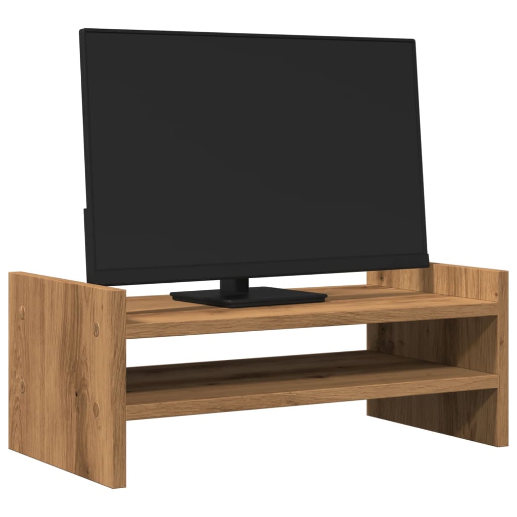 Vidaxx-Monitorständer 50 x 27 x 20 cm, handgefertigtes Holz, handwerkliche Eichenfarbe