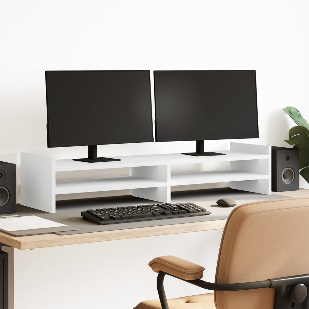 VidaXL Monitorständer 100x27x20 cm Holzwerkstoff weiß