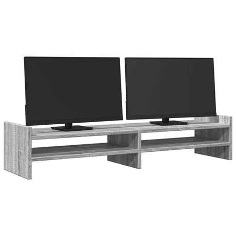 Vidaxxl-Monitorständer 100 x 27 x 20 cm, Holzwerkstoff, graue Sonoma-Eiche