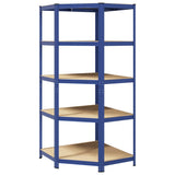 Vidaxl hoekrek 5-laags staal en bewerkt hout blauw