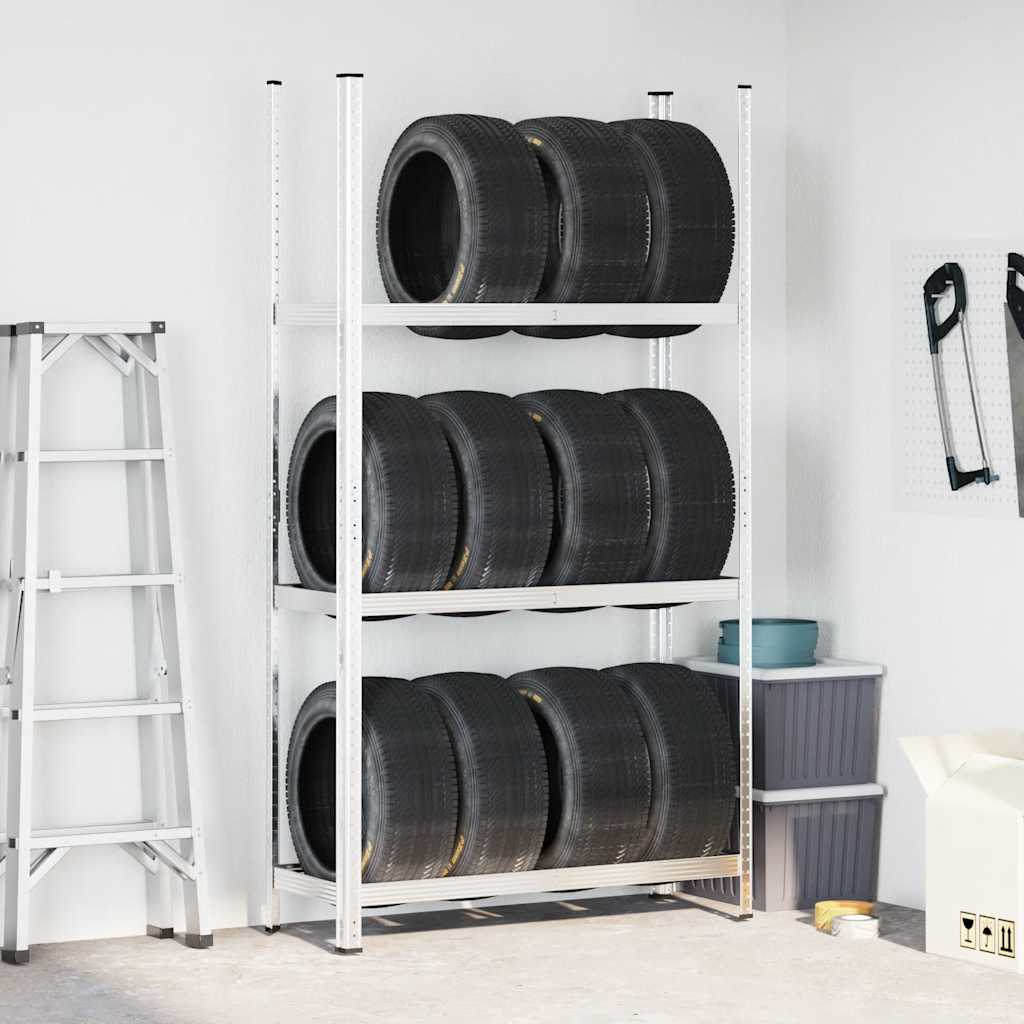 Vidaxl Tire Rack 3-lag 110x40x200 cm stål sølvfarget