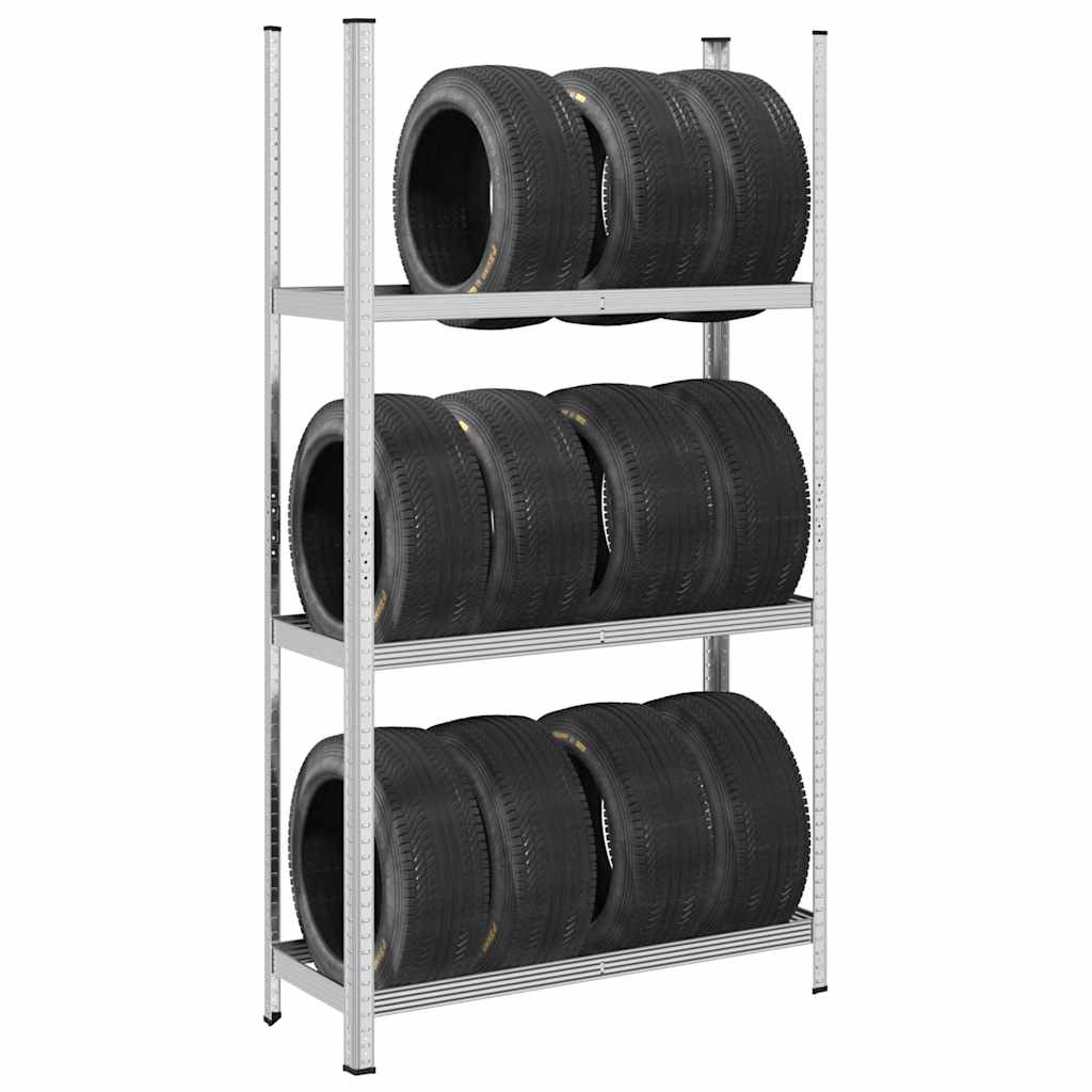 Vidaxl Tire Rack 3-lag 110x40x200 cm stål sølvfarget