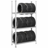 Vidaxl 3-lagers däck rack 2 datorer 110x40x200 cm stål silverfärgad