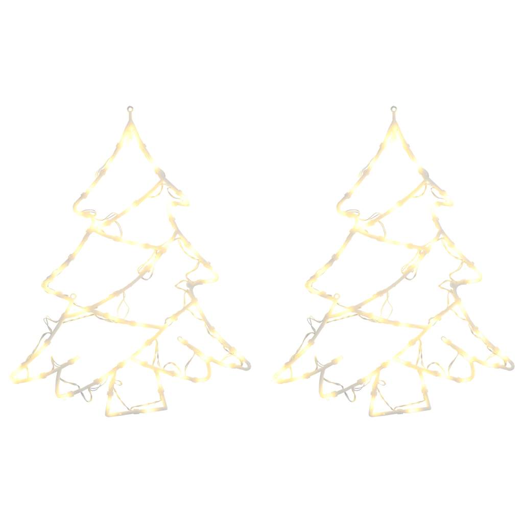 VidaXL Weihnachtsbeleuchtung Weihnachtsbaum Silhouette 2 Stk. 50 LEDs warmweiß