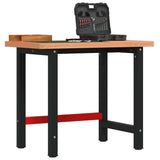 VidaXL Werkbank rechteckig 100x60x83 cm massives Buchenholz