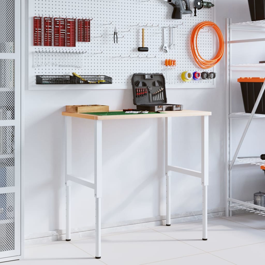 VidaXL Rechteckige Werkbank 100 x 60 x (71,5–98) cm, massives Buchenholz
