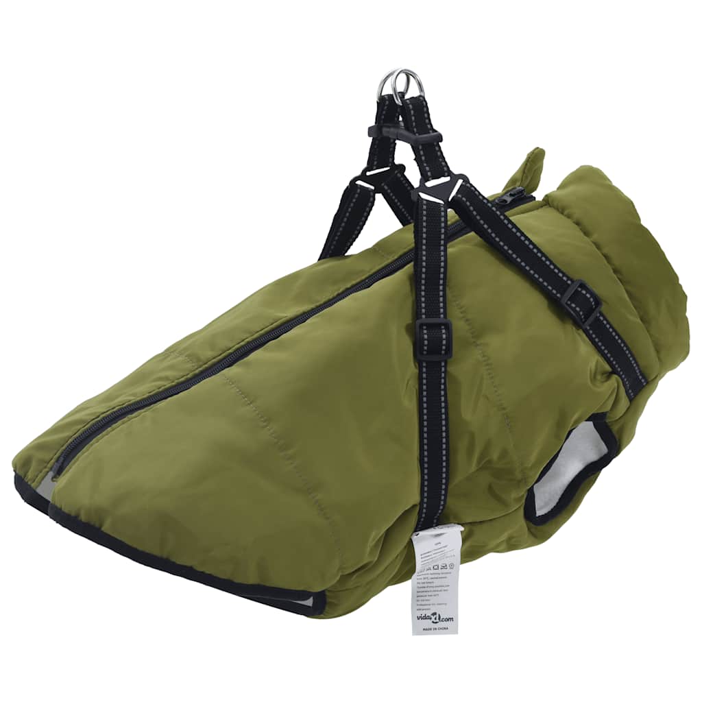 VidaXL Hundemantel mit Geschirr, wasserdicht, reflektierend, Armeegrün, L52