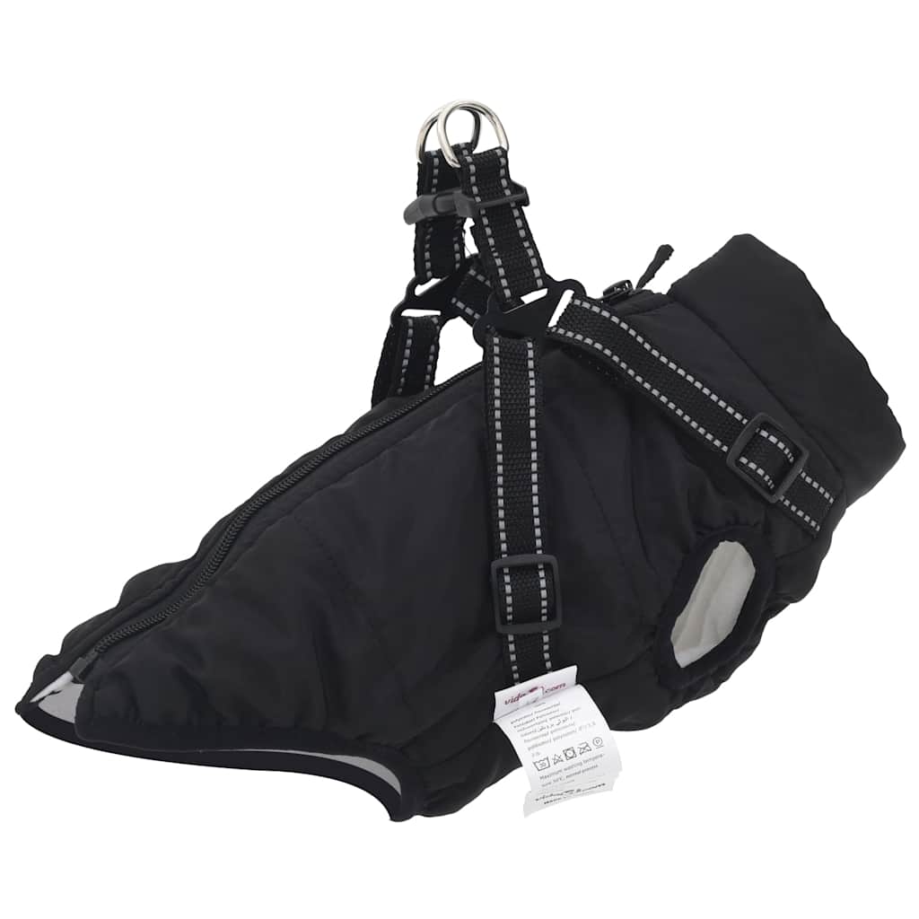 VidaXL Hundemantel mit Geschirr wasserdicht reflektierend schwarz L36