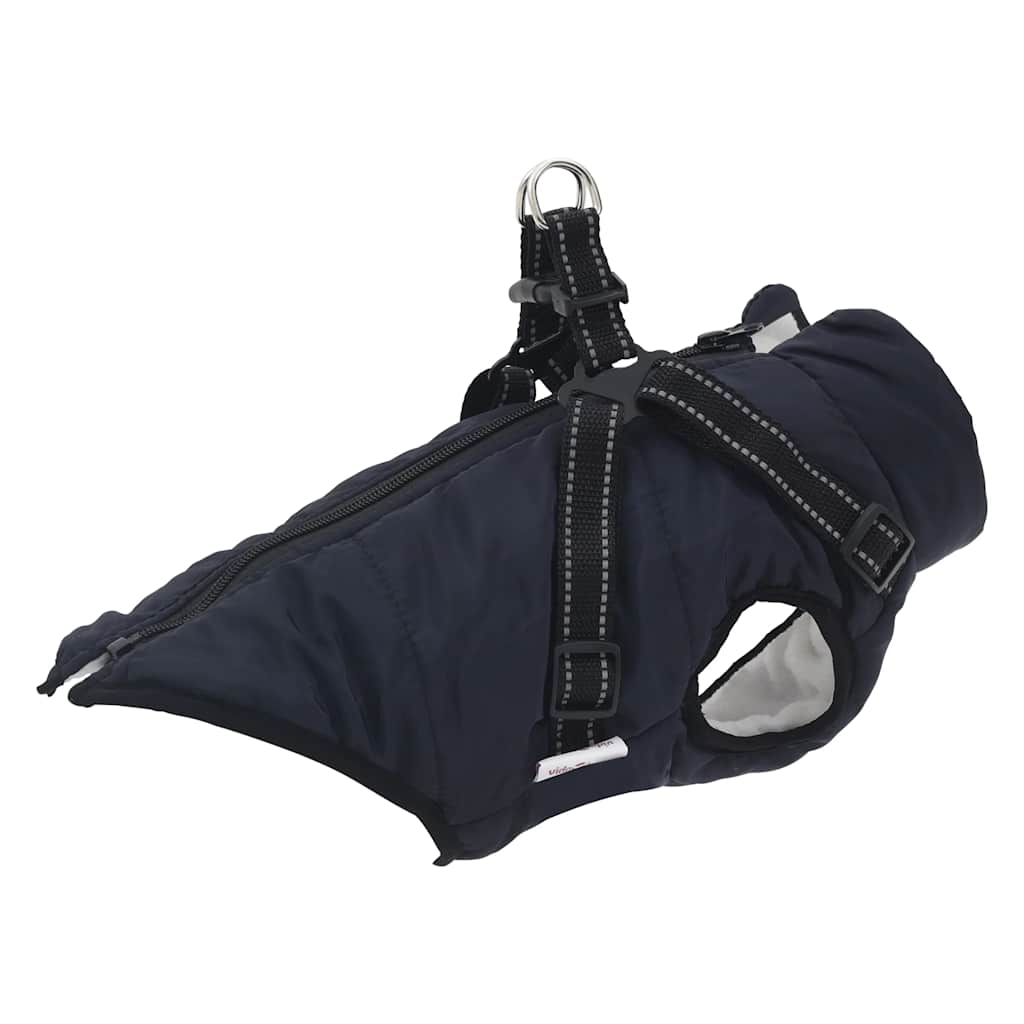VidaXL Hundemantel mit Geschirr, wasserdicht, reflektierend, Marineblau, L28