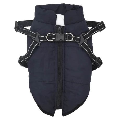 VidaXL Hundemantel mit Geschirr, wasserdicht, reflektierend, Marineblau, L32