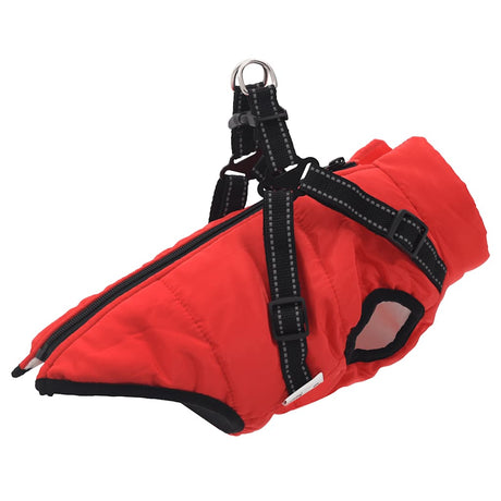 Vidaxxl Hundemantel mit Geschirr, wasserdicht, reflektierend, rot, L24