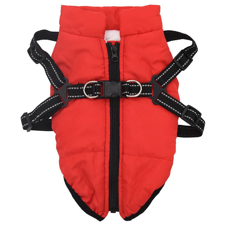 VidaXL Hundemantel mit Geschirr, wasserdicht, reflektierend, rot, L40