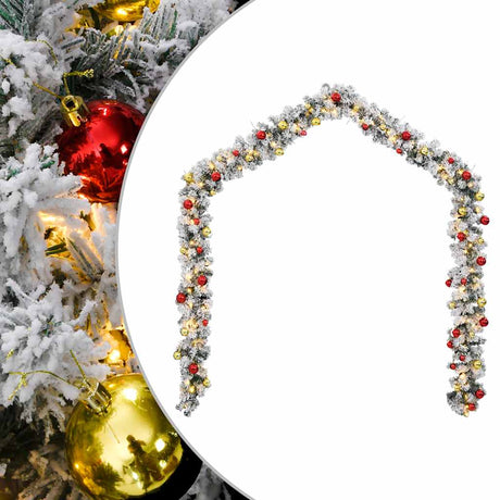 VidaXL Weihnachtsgirlande mit Weihnachtskugeln und LED-Lichtern 5 m PVC Grün