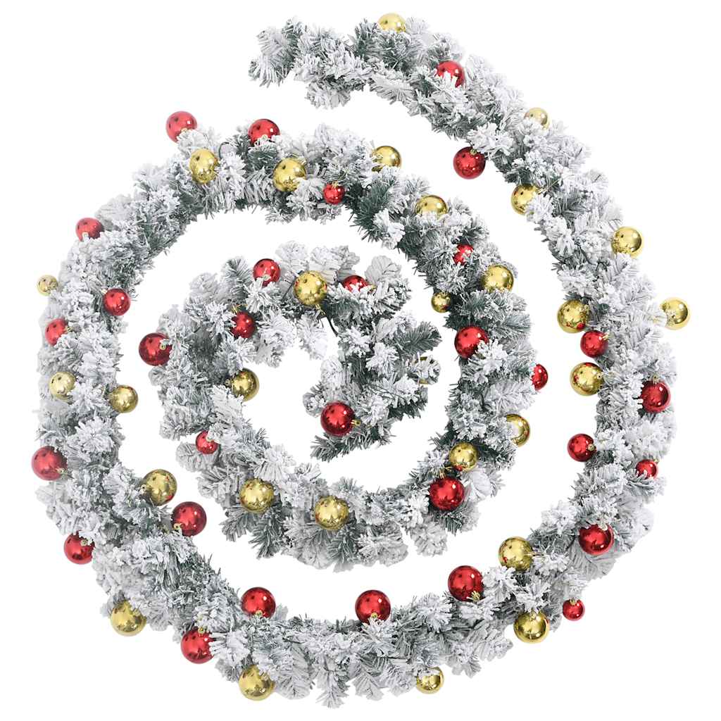 VidaXL Weihnachtsgirlande mit Weihnachtskugeln und LED-Lichtern 5 m PVC Grün