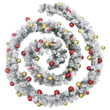 VidaXL Weihnachtsgirlande mit Weihnachtskugeln und LED-Lichtern 5 m PVC Grün