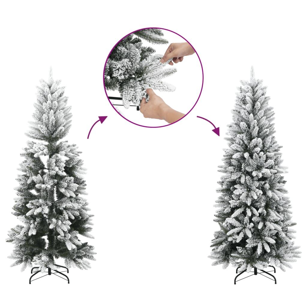Vidaxx künstlicher Weihnachtsbaum mit Schnee schmal 120 cm PVC und PE