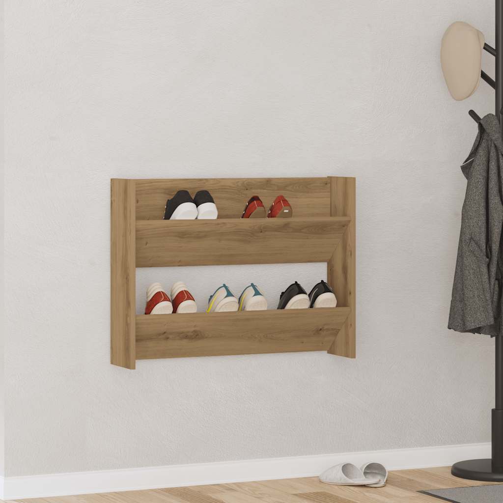 Vidaxx Wandschuhschrank 80x18x60 cm aus handgefertigtem Holz, handwerkliche Eichenfarbe